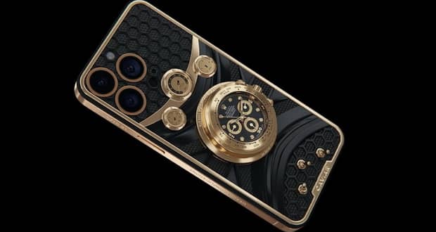 آیفون ۱۴ پرو طلایی مجهز به ساعت رولکس ؛ ۱۳۵ هزار دلار برای یک گوشی لاکچری؟ caviar rolex daytona iphone - آیفون ۱۴ پرو طلایی مجهز به ساعت رولکس ؛ ۱۳۵ هزار دلار برای یک گوشی لاکچری؟